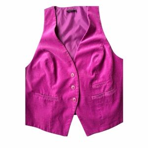 Lane Bryant Vibrant Velour Pink Button-Up Vest 🌻